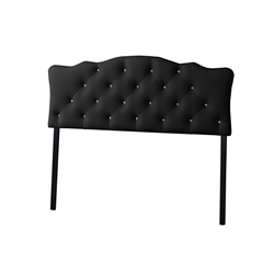 Baxton Studio Rita Modern and Contemporary Queen Size Black Faux Leather Upholstered Button-tufted Scalloped Headboard